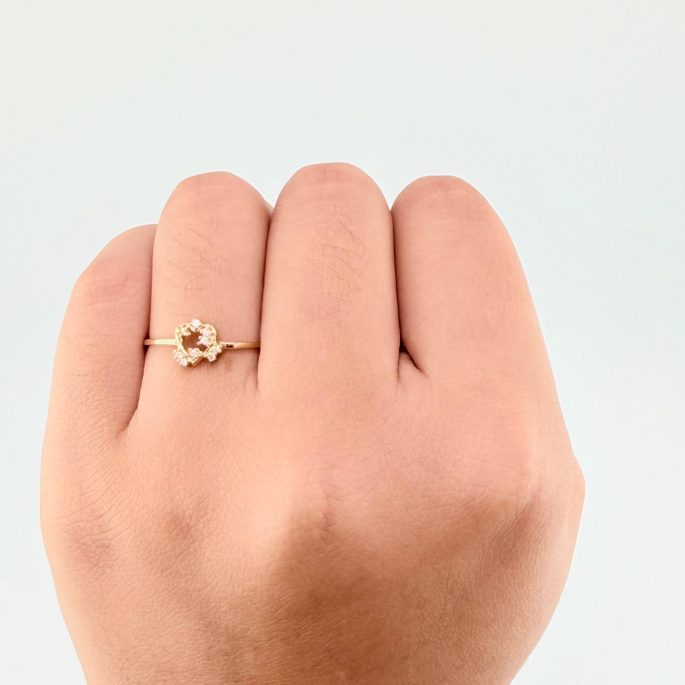 Anillo Destellos Corazón 1 g / T7 1/4 Oro Amarillo 18K