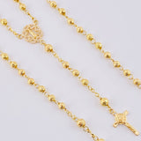 Rosario Virgen Guadalupe Corazones Diamantado 9.7 g / 52 cm / 4 mm - 5 mm Oro Amarillo 18K