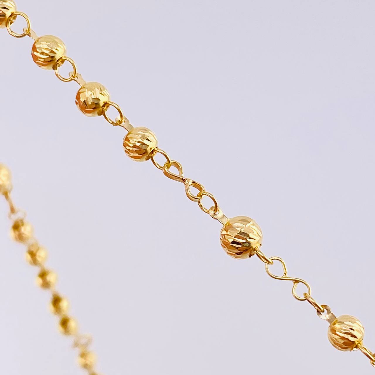 Rosario Virgen Guadalupe Corazones Diamantado 9.7 g / 52 cm / 4 mm - 5 mm Oro Amarillo 18K