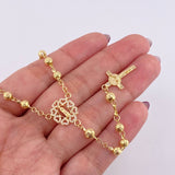Rosario Virgen Guadalupe Corazones Diamantado 9.7 g / 52 cm / 4 mm - 5 mm Oro Amarillo 18K
