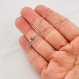 Set Cadena Veneciana + Dije Ancla Esmeralda 7pts / 1.45g / 45cm Oro Blanco 18K