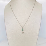 Set Cadena Veneciana + Dije Ancla Esmeralda 7pts / 1.45g / 45cm Oro Blanco 18K
