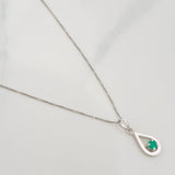 Set Cadena Veneciana + Dije Gota Esmeralda 9pts / 1.55g / 45cm Oro Blanco 18K