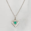 Set Cadena Veneciana + Dije Corazon Esmeralda 9pts / 1.5g / 45cm Oro Blanco 18K