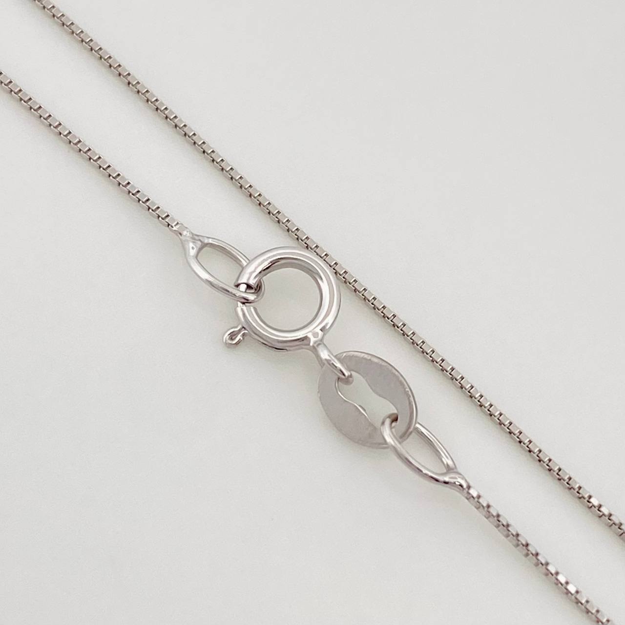 Set Cadena Veneciana + Dije Corazon Esmeralda 9pts / 1.5g / 45cm Oro Blanco 18K