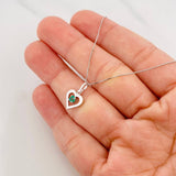 Set Cadena Veneciana + Dije Corazon Esmeralda 9pts / 1.5g / 45cm Oro Blanco 18K
