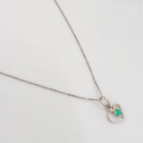 Set Cadena Veneciana + Dije Corazon Esmeralda 0.3pts / 1.3g / 45cm Oro Blanco 18K