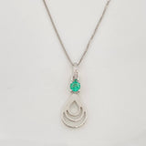 Set Cadena Veneciana + Dije Gota Esmeralda 0.6pts / 1.65g / 45cm Oro Blanco 18K