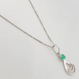Set Cadena Veneciana + Dije Gota Esmeralda 0.6pts / 1.65g / 45cm Oro Blanco 18K