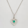 Set Cadena Veneciana + Dije Corazon Esmeralda 0.4pts / 1.45g / 45cm Oro Blanco 18K