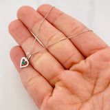 Set Cadena Veneciana + Dije Corazon Esmeralda 0.4pts / 1.45g / 45cm Oro Blanco 18K