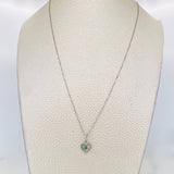 Set Cadena Veneciana + Dije Corazon Esmeralda 0.4pts / 1.45g / 45cm Oro Blanco 18K