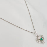 Set Cadena Veneciana + Dije Corazon Esmeralda 0.5pts / 1.55g / 45cm Oro Blanco 18K