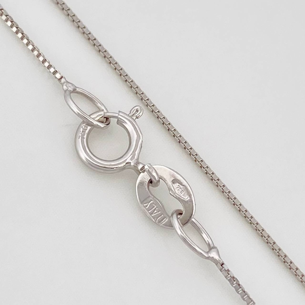 Set Cadena Veneciana + Dije Corazon Esmeralda 0.5pts / 1.55g / 45cm Oro Blanco 18K