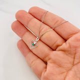 Set Cadena Veneciana + Dije Corazon Esmeralda 0.5pts / 1.55g / 45cm Oro Blanco 18K