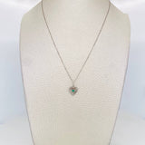 Set Cadena Veneciana + Dije Corazon Esmeralda 0.5pts / 1.55g / 45cm Oro Blanco 18K