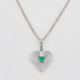 Set Cadena Veneciana + Dije Corazon Esmeralda 0.5pts / 1.55g / 45cm Oro Blanco 18K
