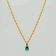 Set Lazo+Rectangular Esmeralda 1.1gr / 50cm / 1.2mm Oro Amarillo 18K &