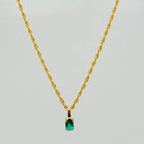 Set Lazo+Rectangular Esmeralda 1.1gr / 50cm / 1.2mm Oro Amarillo 18K &