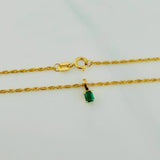 Set Lazo+Rectangular Esmeralda 1.1gr / 50cm / 1.2mm Oro Amarillo 18K &
