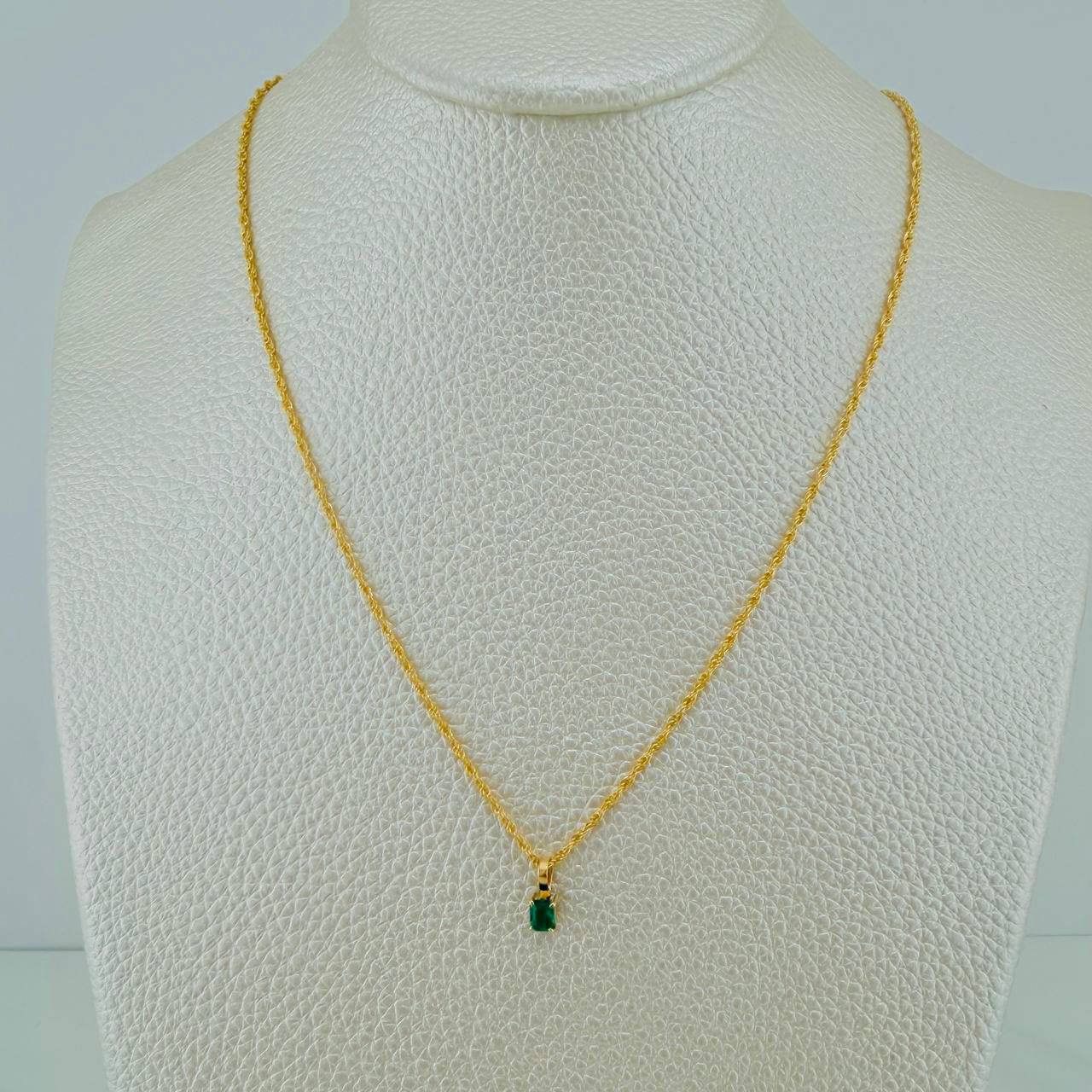 Set Lazo+Rectangular Esmeralda 1.1gr / 50cm / 1.2mm Oro Amarillo 18K &