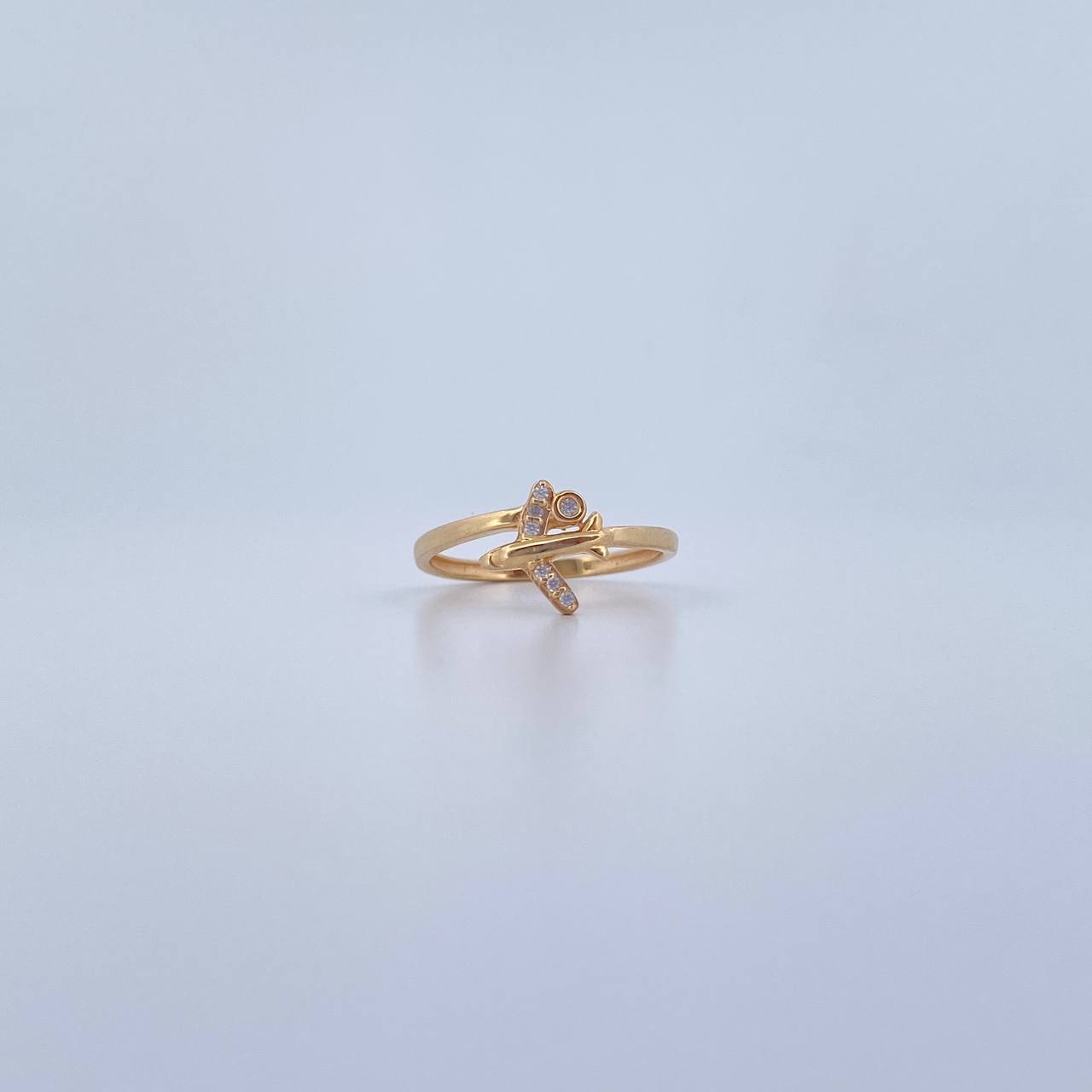 Anillo Avion 1.55gr / T6 / Circones Blancos Oro Amarillo 18K $