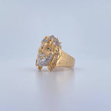Anillo Rostro Cristo 8.75gr / T10 1/2 / Circones Azules Blancos Dos Oros Amarillo Blanco 18K $