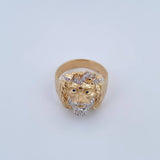 Anillo Rostro Cristo 8.75gr / T10 1/2 / Circones Azules Blancos Dos Oros Amarillo Blanco 18K $