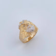 Anillo Rostro Cristo 8.75gr / T10 1/2 / Circones Azules Blancos Dos Oros Amarillo Blanco 18K $