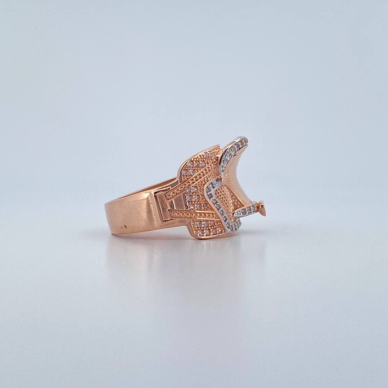 Anillo Silla De Caballo 10gr / T10 1/2 / Circones Verde Blancos Dos Oros Blanco Rosa 18K $