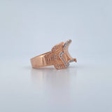 Anillo Silla De Caballo 10gr / T10 1/2 / Circones Verde Blancos Dos Oros Blanco Rosa 18K $