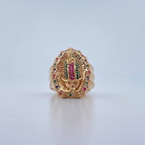 Anillo Virgen Guadalupe 7.9gr / T9 1/4 / Circones Verdes Fucsias Azules Blancos Oro Amarillo 18K $