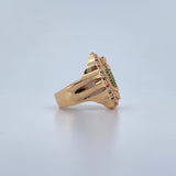 Anillo Virgen Guadalupe 7.9gr / T9 1/4 / Circones Verdes Fucsias Azules Blancos Oro Amarillo 18K $