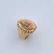 Anillo Virgen Guadalupe 7.9gr / T9 1/4 / Circones Verdes Fucsias Azules Blancos Oro Amarillo 18K $