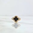 Herraje Trébol VCyA 0.9gr / 1.1cm / Onix Negro Punteado Oro Amarillo Nac.Esp. 18K