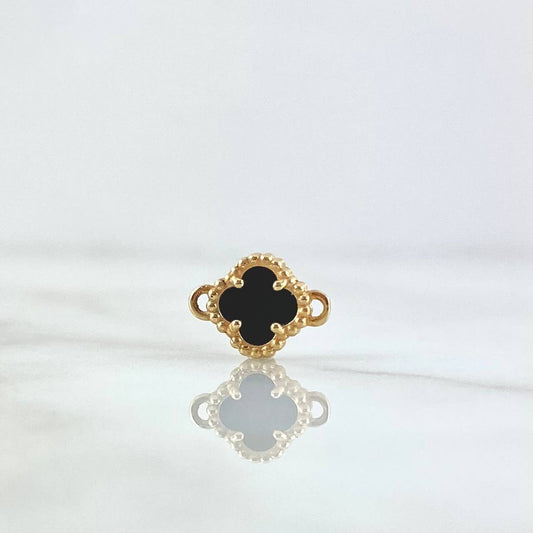 Herraje Trebol Onix Negro 1gr / 1.5cm / Oro Amarillo 18K
