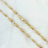 Cadena Rustica Barril Rayado 7.35gr / 60cm / 3mm Oro Amarillo 18K *