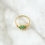 Anillo Flor En Luna 3gr / T6 / Esmeraldas 50Pts - Circones Blancos Oro Amarillo 18K (Joya) ©