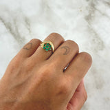 Anillo Flor En Luna 3gr / T6 / Esmeraldas 50Pts - Circones Blancos Oro Amarillo 18K (Joya) ©