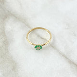 Anillo Flor Siete Pétalos 1.2gr / T6 1/4 / Esmeraldas 14Pts - Circones Blancos Oro Amarillo 18K (Joya) ©