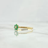 Anillo Flor Siete Pétalos 1.2gr / T6 1/4 / Esmeraldas 14Pts - Circones Blancos Oro Amarillo 18K (Joya) ©