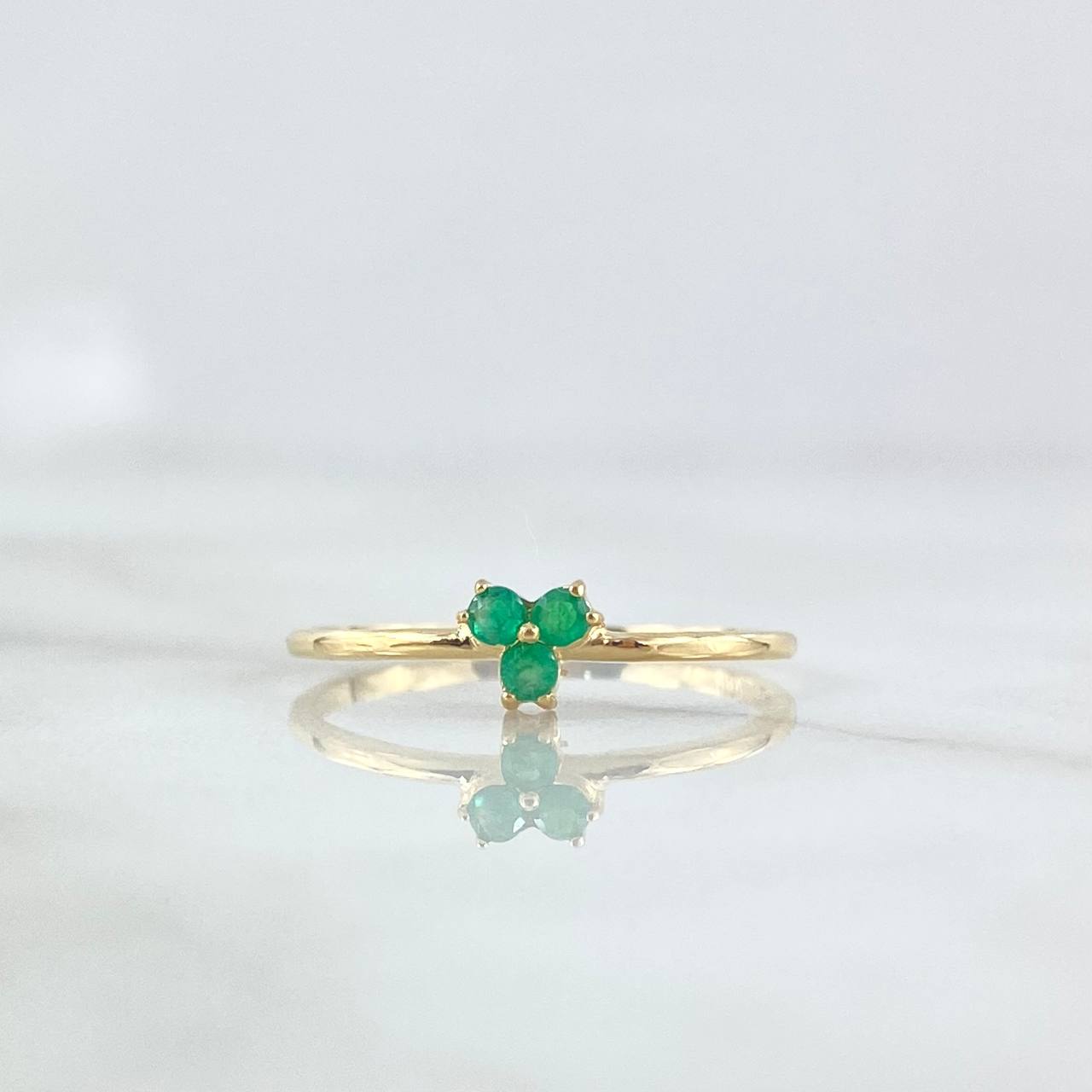 Anillo Trio 1.1gr / T6 1/2 / Esmeraldas 11Pts Oro Amarillo 18K (Joya) ©