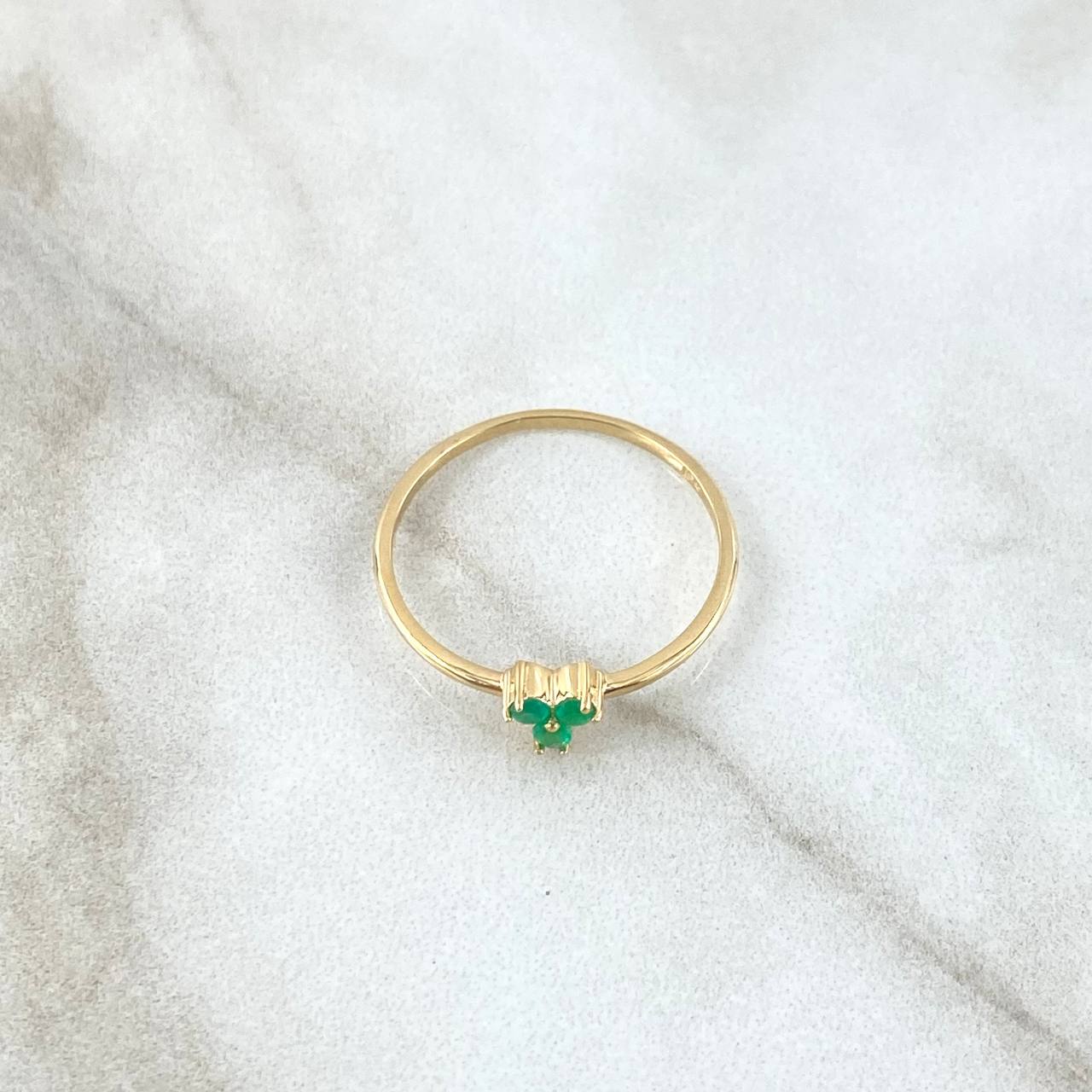 Anillo Trio 1.1gr / T6 1/2 / Esmeraldas 11Pts Oro Amarillo 18K (Joya) ©