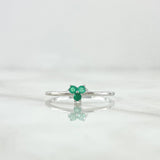 Anillo Trio 1.1gr / T6 1/2 / Esmeraldas 11Pts Oro Blanco 18K (Joya) ©