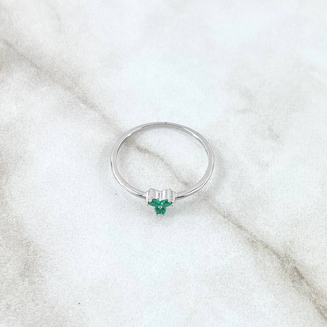 Anillo Trio 1.1gr / T6 1/2 / Esmeraldas 11Pts Oro Blanco 18K (Joya) ©