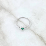 Anillo Trio 1.1gr / T6 1/2 / Esmeraldas 11Pts Oro Blanco 18K (Joya) ©