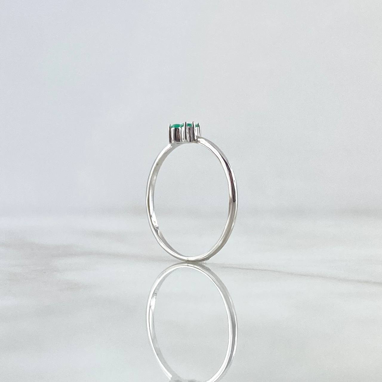 Anillo Trio 1.1gr / T6 1/2 / Esmeraldas 11Pts Oro Blanco 18K (Joya) ©