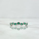 Anillo Eslalon 1.5gr / T6 1/4 / Esmeraldas 17Pts Oro Blanco 18K (Joya) ©