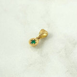 Dije Solitario En Aro 1.1gr / 1.5cm / Esmeraldas 06Pts Oro Amarillo 18K (Joya) ©