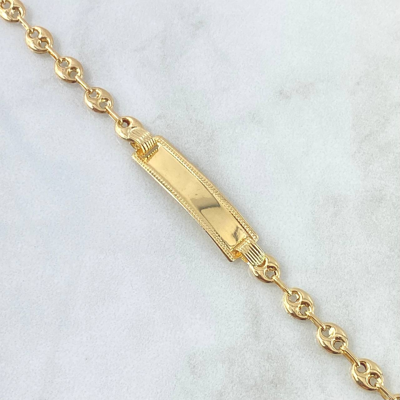 Pulso GC 2.9gr / 16cm / 4.8mm Liso - Placa Rectangular Bordeada Oro Amarillo 18K